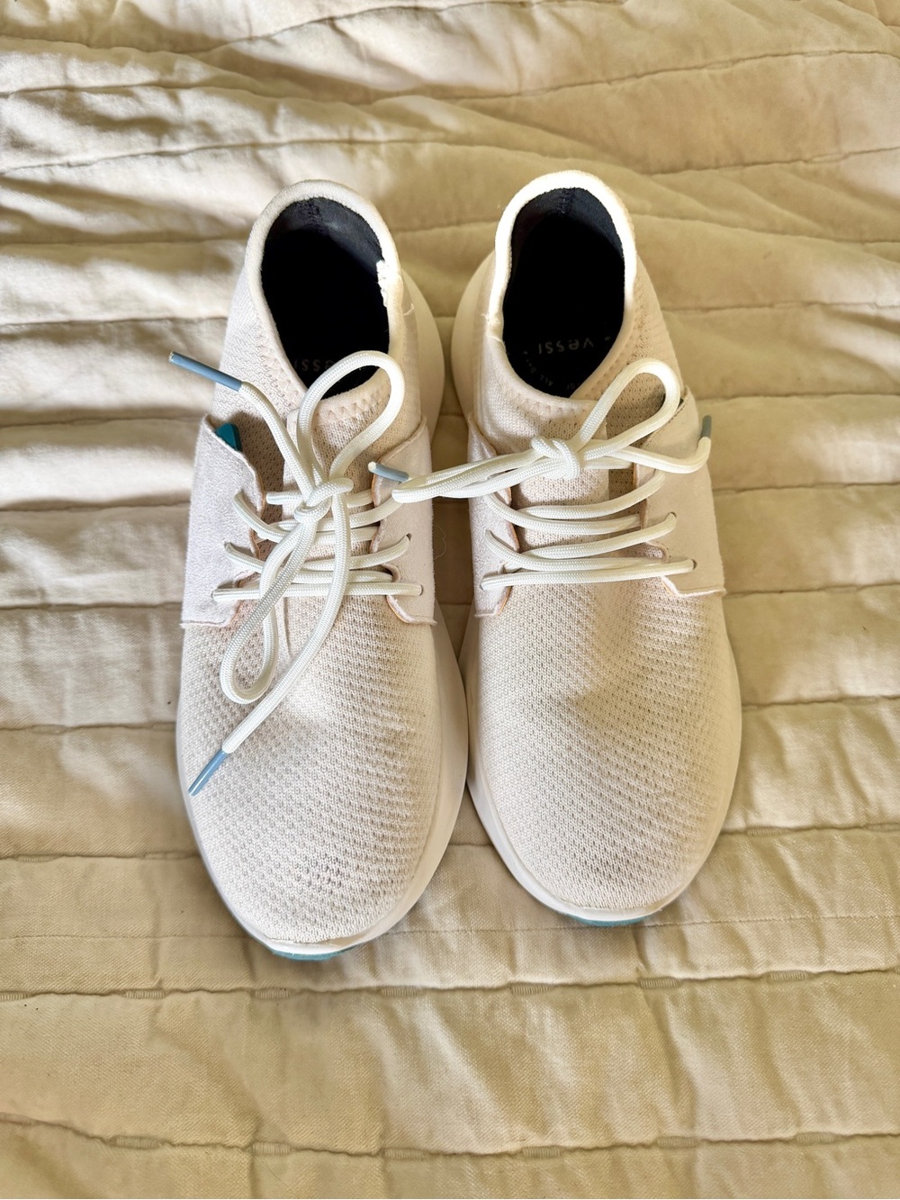 Vessi WATERPROOF Knit Lace-Up Sneakers in Beige